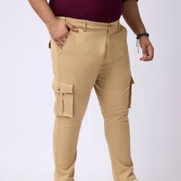 Big Hello - The Plus Life Men High-Rise Denim Plus Size Cargos Trousers image 4
