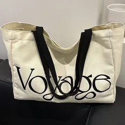 CORSICA Women Beige And Black Rectangle Canvas Tote Bag-picture-37