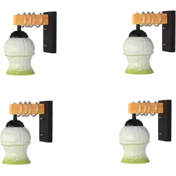 1ST TIME Green & White Colourblocked Wood Contemporary Rectangle Shaped Wall Lamp-picture-17