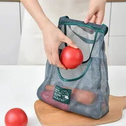 Nirixa Store Reusable Mesh Storage Bag (Pack of 2) Nylon Fruit & Vegetable Basket image 2