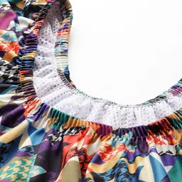 Aarika Womens Multi-Black Colour Abstract Print Nylon Plus Size Swim Suit Printed Women Swim-dress Multicolor Swimsuit image 2