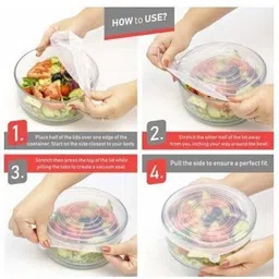 ablue clipper Silicone Stretchable Lid Cover for Bowls, Cups, mugs, pots 10 inch Lid Set, Pack of 6 image 5