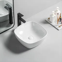 clayplus PREMIUM GRADE CERAMIC TABLE TOP WASH BASIN ( 16.5 * 16.5) Table Top Basin image 4