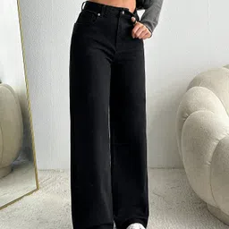 silver threads Women Straight Fit High Rise Black Jeans-picture-12
