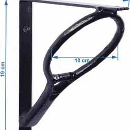 metal roots Wall Mounting Heavy Duty L-Shape Sports Theme Shelf Brackets for Home Garden Store Garage, Set of 2 (Black) 19 cm x 10 cm Shelf Bracket image 3