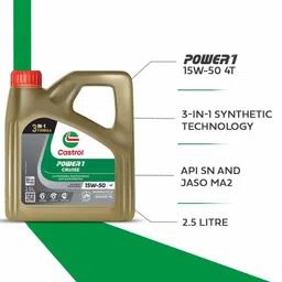 castrol POWER1 CRUISE 15W-50 4T Engine Oil for High Performance Bikes|3-in-1 Synthetic Technology|BS VI Ready Full-Synthetic Engine Oil image 4