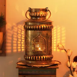 sadhubela Jaisalmeri Mehrab Lantern Black, Gold Iron Table Lantern image 4