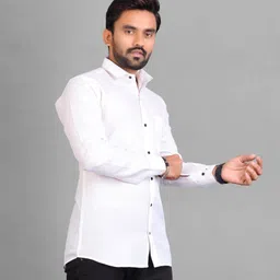 jessnx Men Regular Fit Solid Spread Collar Casual Shirt image 4