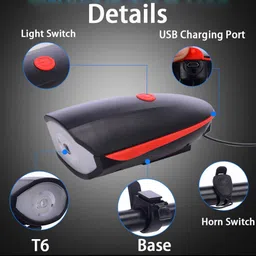 dstechbar Combo Bicycle Front Head Light With Horn And Cycle Tyre Multicolor Light LED Front Light image 2