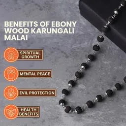 pyr fashion Karungali Malai Men Original Silver Cap 8Mm|54Beads Mala Silver Plated Wood Chain image 4