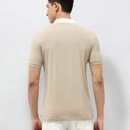 u.s. polo assn. denim co. Men Solid Polo Neck Pure Cotton Beige T-Shirt image 5