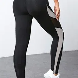 kgn hub Color Block Women Black, White Tights image 2