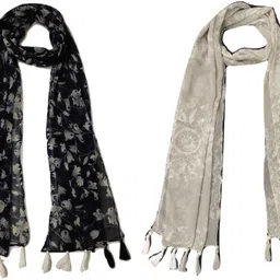 stolevilla Printed Chiffon Women Black Scarf, Stole, Fancy Scarf-picture-26