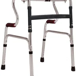 lacopine Lightweight Double Handle Folding Step-Up Walker For Senior Citizens (SILVER) Walking Stick-picture-15
