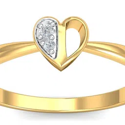 KUBERBOX Bennie Heart 18KT Gold Diamond-Studded Finger Ring-1.58gm image 3