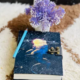 nizam handiicraft astronaut Printed Diary Notebook With Lock Clasp For Gift/Office Use A5 Diary 200 200 Pages image 2