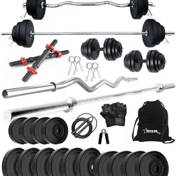 starx 10 kg PVC 50KG COMBO WITH 3FT CURL AND 5FT STRAIGHT ROD AND ACCESSORIES Home Gym Combo-picture-20