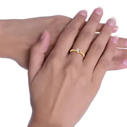 KUBERBOX Bennie Heart 18KT Gold Diamond-Studded Finger Ring-1.58gm image 2