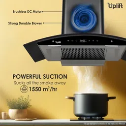 uplift Paradise 90 BLDC Silent Auto Clean Wall Mounted Black 1550 CMH Chimney image 5