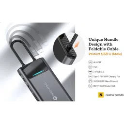 Novoo 9-in-1 USB 3.0 Type C to USB Type C, HDMI Type A, SD Card Slot, TF Card Reader, USB 3.0 Type A, VGA Port, RJ45 USB Hub (Dual Screen Display, Grey) image 3