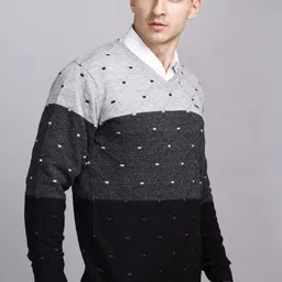 godfrey Men Colorblock V Neck Multicolor Sweater image 3