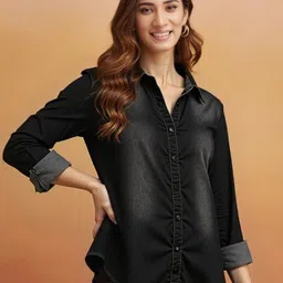 perfect productions Women Regular Fit Solid Slim Collar Casual Shirt image 1
