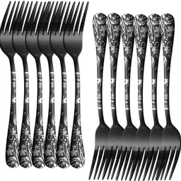 oicia Black Dessert & Appetizer Fork, Dining Forks, Flatware Salad Forks, Main Fork Stainless Steel Dinner Fork Set-picture-13