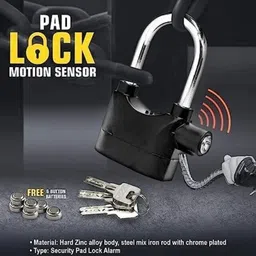 zarry Alarm Security Lock Motion Sensor Anti Theft Alarm Lock Security with Keys, 110db Bike Padlock Pad Lock image 1