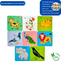 primitoys Wooden Animals & Birds Puzzle for Kids - Jigsaw Animal & Bird Puzzle (Set of 8) image 5