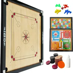 wwar 32 Inches Carrom Board Combo-Ludo, Snake & Ladder with Coins, Striker, & Powder 82 cm Carrom Board-picture-16