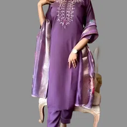 rutsh fashion Women Cotton Rayon Kurta Pant Dupatta Set-picture-24
