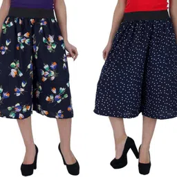 maiyya collection Pack of 2 Women Flared Multicolor Crepe Trousers-picture-31