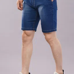 nivasu Solid Men Dark Blue Denim Shorts image 3