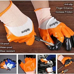 pulgos 5 PAIR_A Cut Resistant Protection with Rubber Grade Wet and Dry. Glove NitrileSafety Gloves image 3
