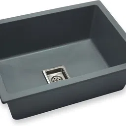 kriss kross Quartz Kitchen Sink 24 x 18, Single Bowl Basin with Drainer & Steel Strainer Vessel Sink image 5