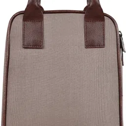 parth enterprise Milk Grey-Chocolate Faux Leather & Linen PVC Cotted Fabric Tiffin bag PE-TB06 Lunch Bag-picture-27