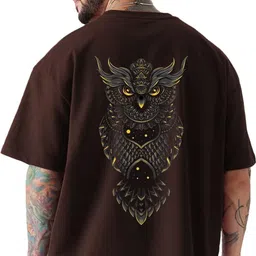 hadar Men Graphic Print Round Neck Cotton Blend Brown T-Shirt-picture-20