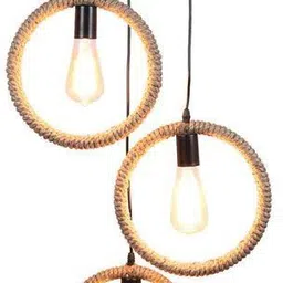 denicraas Metal Pendant Light Industrial 3 Light Rope Hanging Rope in circle Lamp in Black Pendants Ceiling Lamp-picture-19