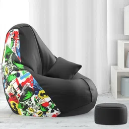 comfybean 4XL Premium, Designer - Printed - Batman Theme-Batman-BT-03-BLK Teardrop Bean BagWith Bean Filling image 2