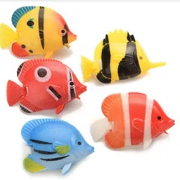 animaux (5 Nos )Aquarium Plastic Floating Fake Fish Random Style/Color Aquarium Plant Anchor image 1