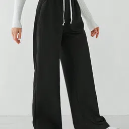dockstreet Women Solid Black Track Pants image 3