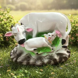maa mansa devi Cow And Calf Statue Decorative Showpiece - 9 cm image 1
