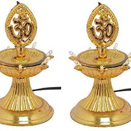 Single Layer Electric Diya Deepak Light Lamp LED Light for Home Temple Decor-7 deep Table Lamp-image-82