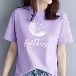 etzyclothing Pack of 2 Women Printed Round Neck Cotton Blend Red, Purple T-Shirt image 4