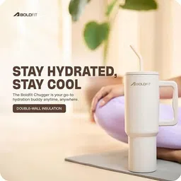 boldfit Tumbler Bottle with Straw Hot & Cold Sipper Water Bottle Tumbler with Lid Flask 1200 ml Shaker image 4