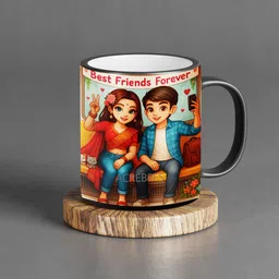 acrebees Best Friends Forever Black Coffee|Ideal for Birthday, Friendship Day-4 Ceramic Coffee Mug image 2