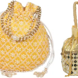 Women Yellow, Gold Potli-image-55