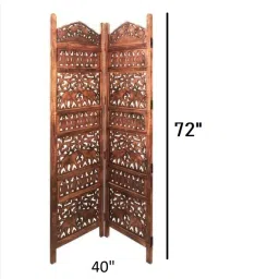 shilpi Brown 2 Panel Folding Wood & MDF Room Divider Seprator image 2
