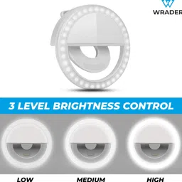 WRADER Rechargeable Selfie Enhancing Portable Ring Light with 3 Level Brightness Selfie Ring Light, Selfie Light for All Smartphones, Tablets Ideal for Photography, Video Shoot, Fashion Photography and Makeup Ring Flash Ring Flash image 2