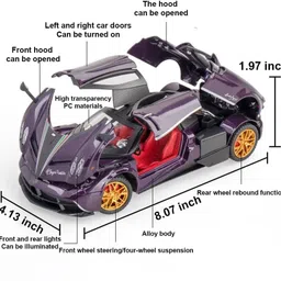 arniyavala 1/24 scale Pagani Huayra Dinastia die-casting metal toy car for kids image 5